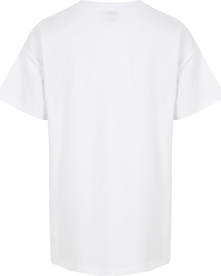 Girls white 'Girlhood' print T-shirt