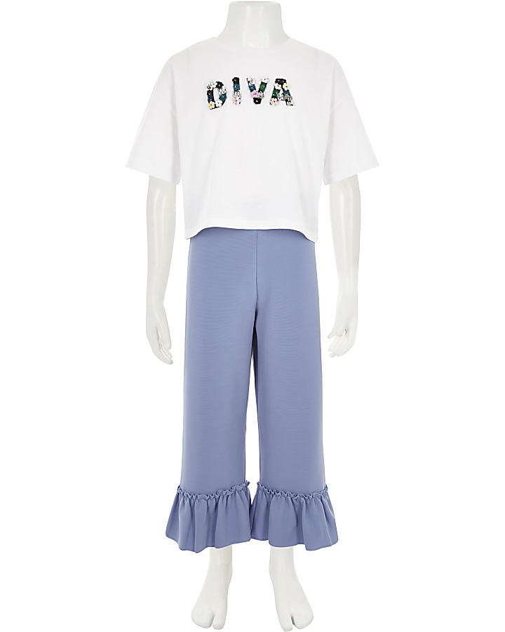 Girls white ‘diva’ T-shirt outfit