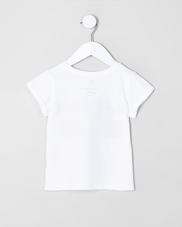 Mini girls white ‘merci beaucoup’ T-shirt
