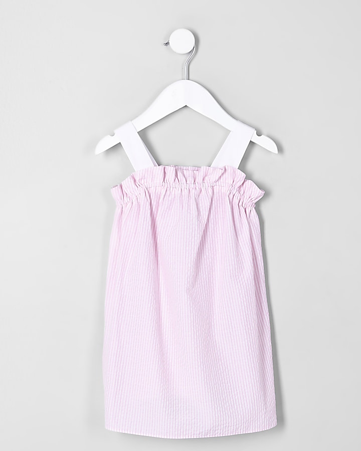 Mini girls pink stripe trapeze dress