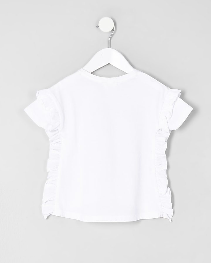 Mini girls  ‘forever chic’ frill side T-shirt