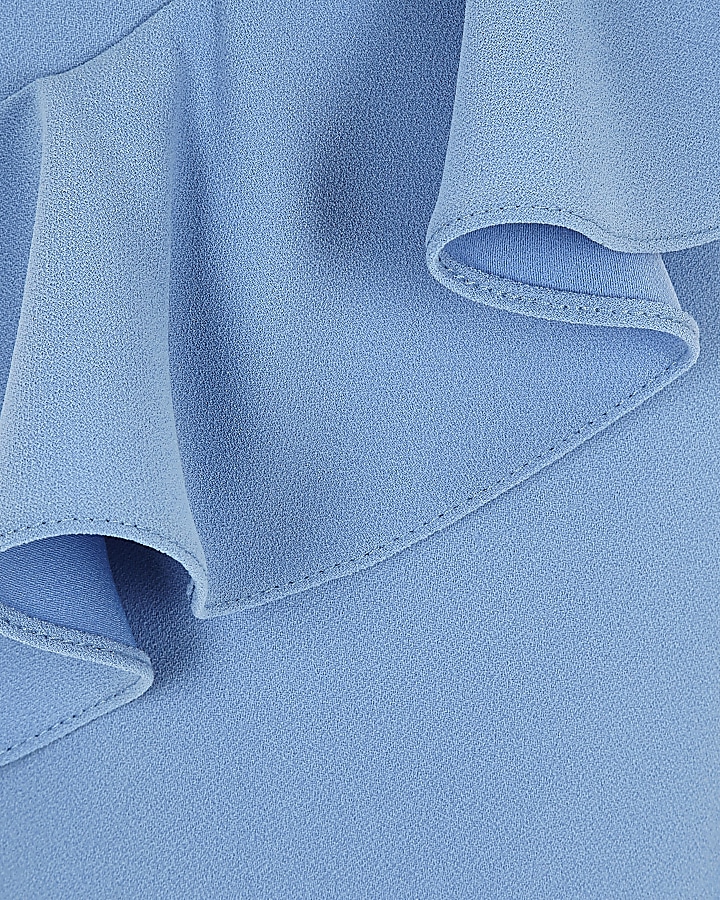 Girls blue frill culotte jumpsuit