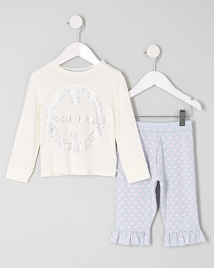 Mini girls white ‘couture’ pyjama set