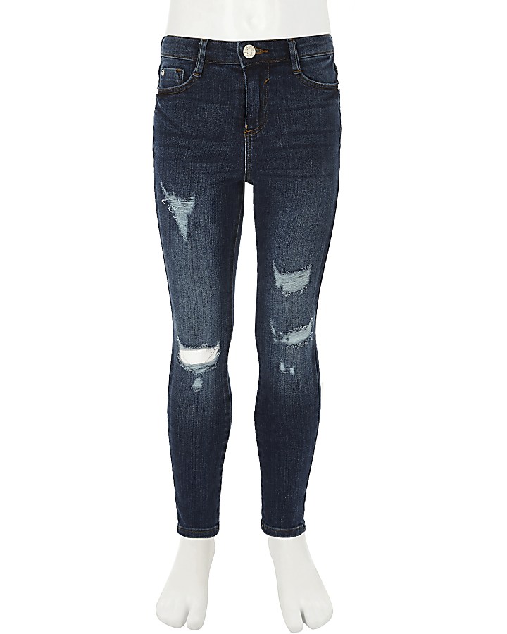Girls blue Amelie ripped skinny jeans