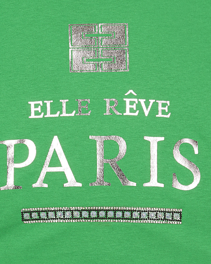 Girls green ‘Paris’ crop T-shirt