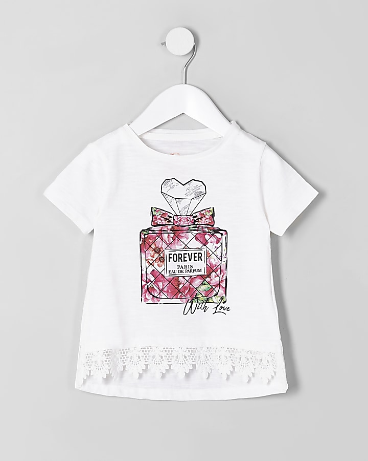 Mini girls white perfume bottle T-shirt
