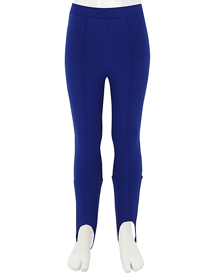 Girls blue stirrup leggings