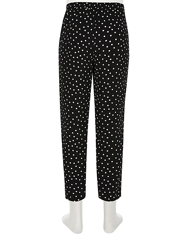 Girls black polka dot tapered trousers