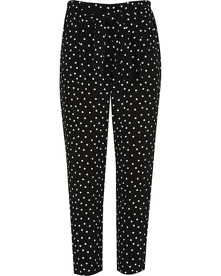 Girls black polka dot tapered trousers