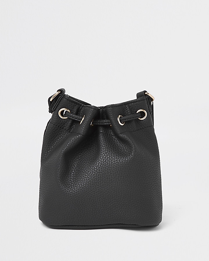 Girls black mini duffle bag