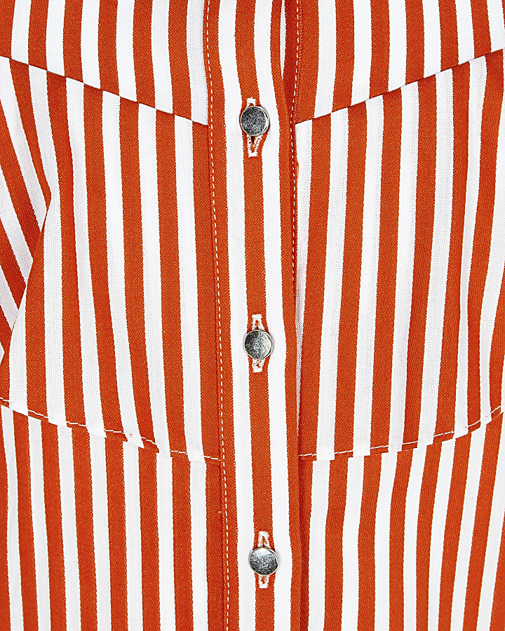 Girls orange stripe frill shirt