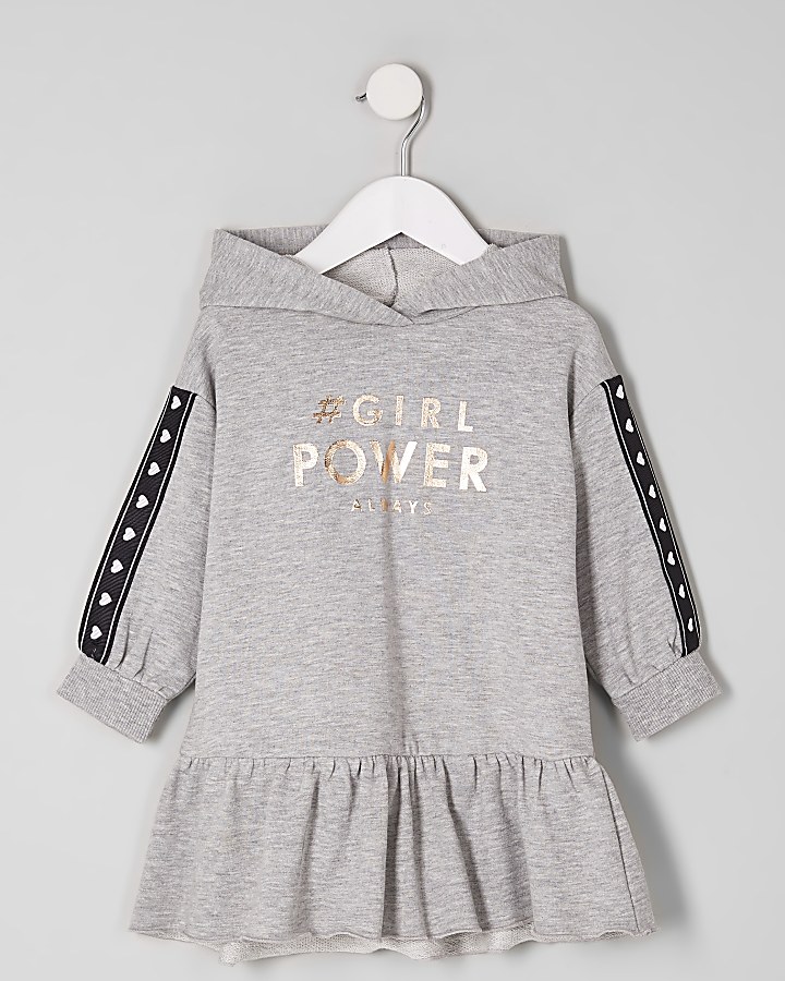 Mini girls grey ‘power’ sweat dress