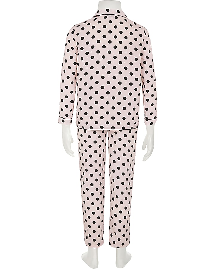 Girls pink spot print pyjama set