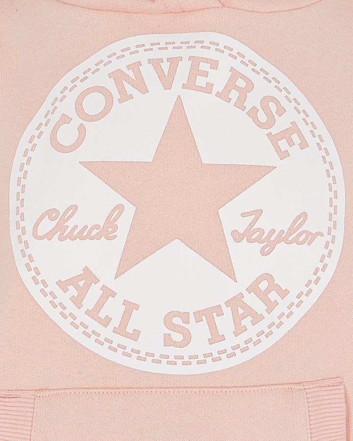 Girls Converse pink cropped hoodie