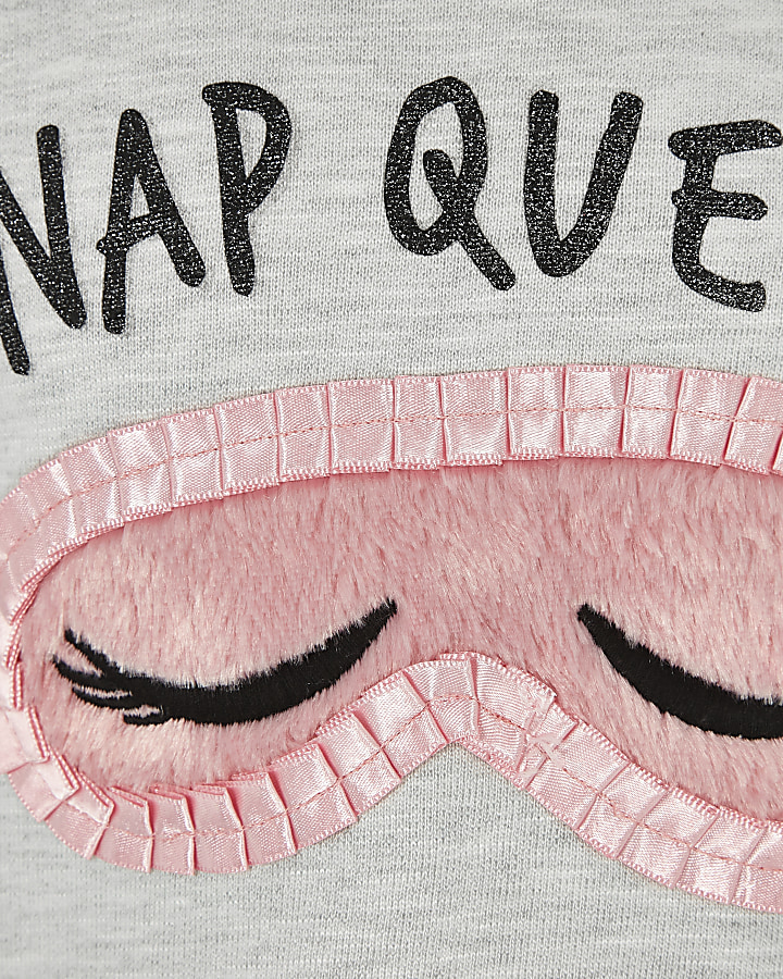 Girls grey 'nap queen' pyjama set