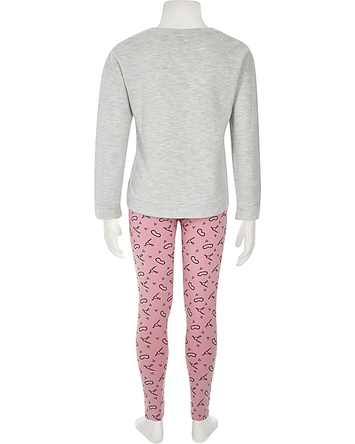 Girls grey 'nap queen' pyjama set