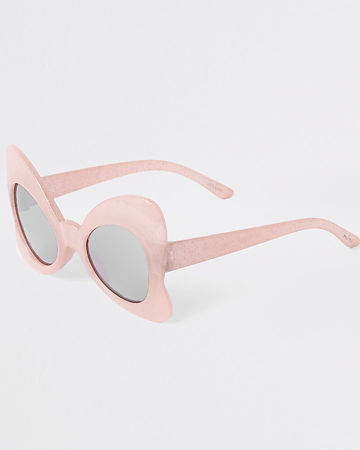 Mini girls pink glitter bow sunglasses