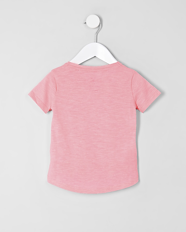 Mini girls pink crochet hem T-Shirt