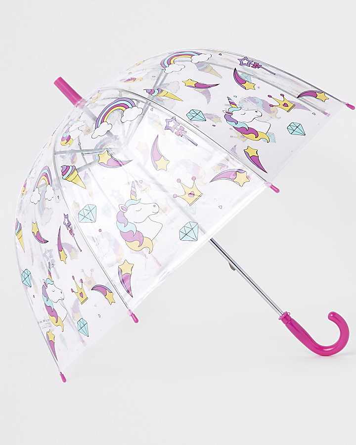 Girls unicorn print clear umbrella