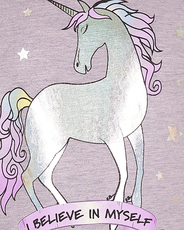 Girls purple unicorn pyjama set