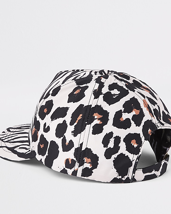 Girls brown leopard print baseball cap