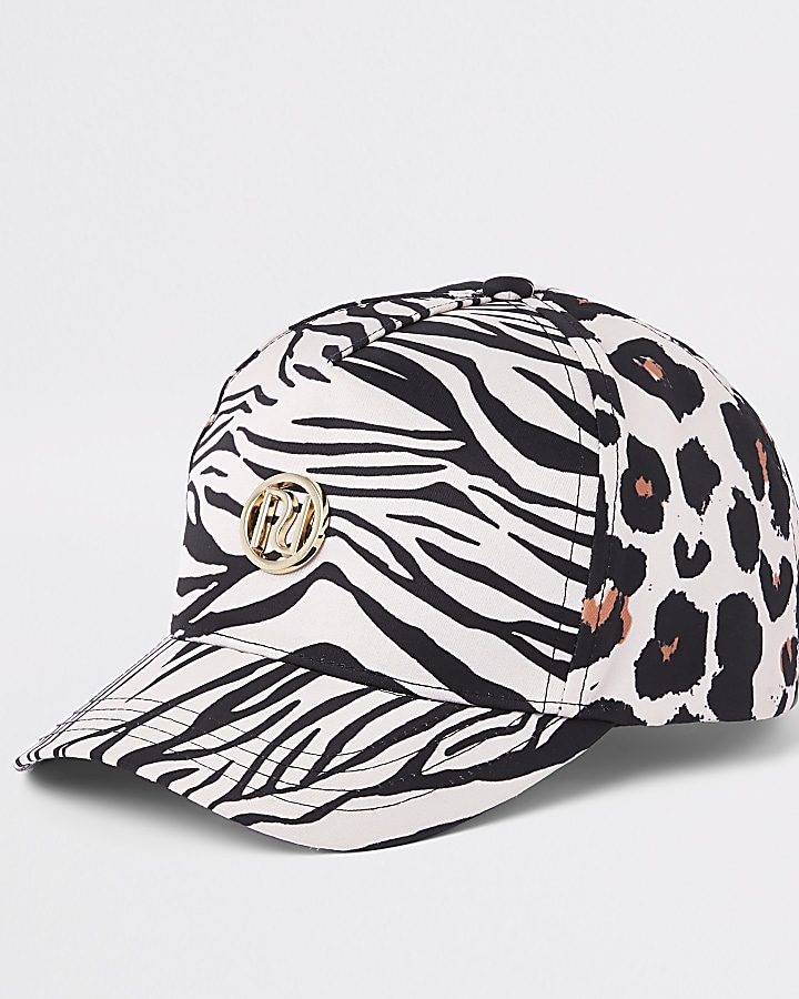 Girls brown leopard print baseball cap