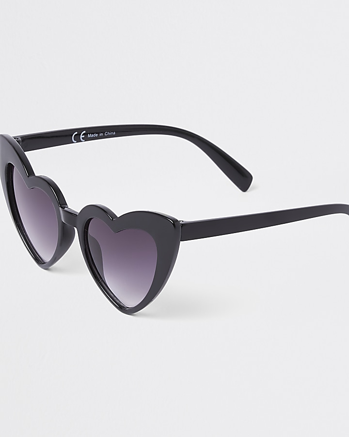 Girls black heart cat eye sunglasses