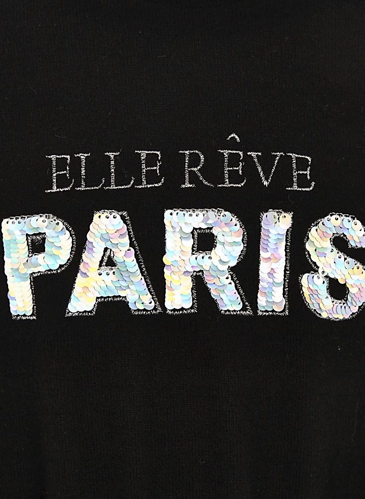 Girls black 'Paris' sequin jumper