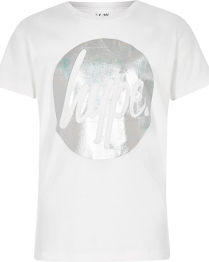 Girls Hype white circle foil print T-shirt