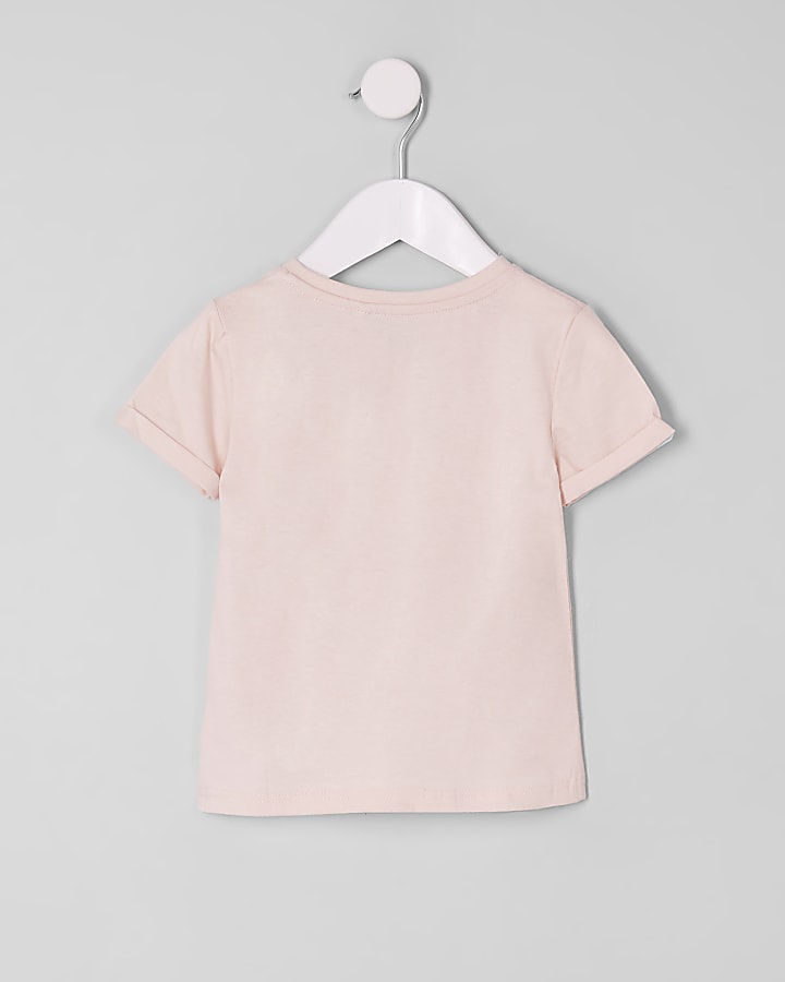 Mini girls pink unicorn print T-shirt