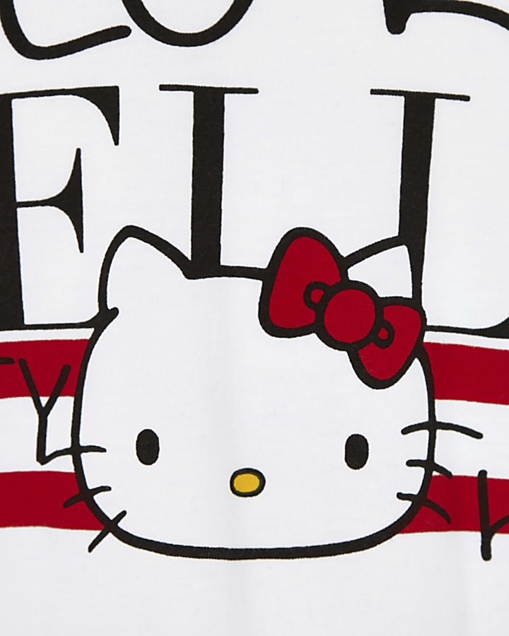 Girls white Hello Kitty cropped T-shirt
