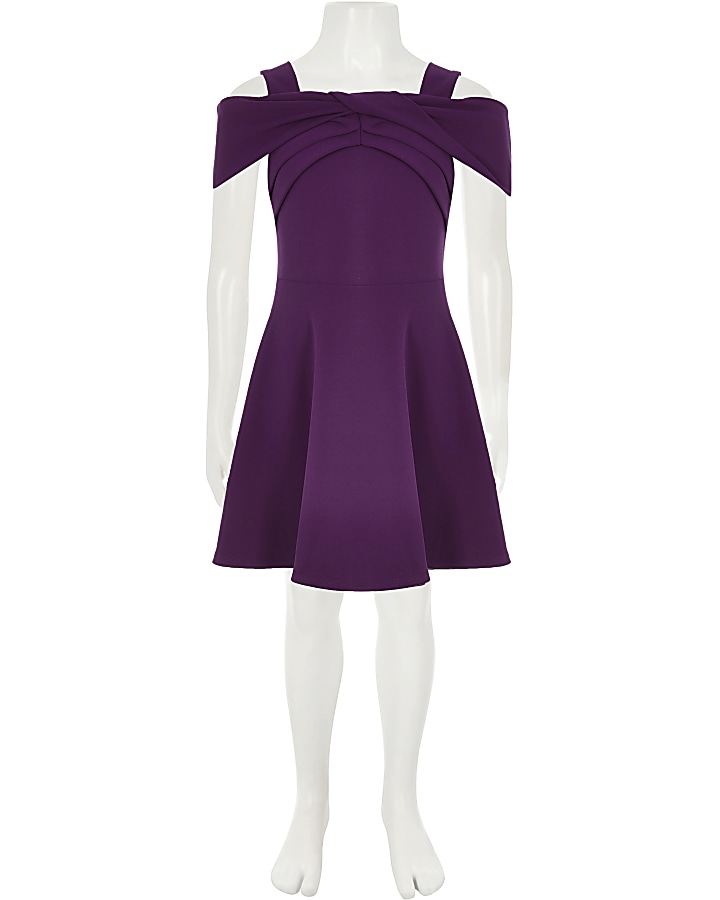 Girls purple scuba bow dress