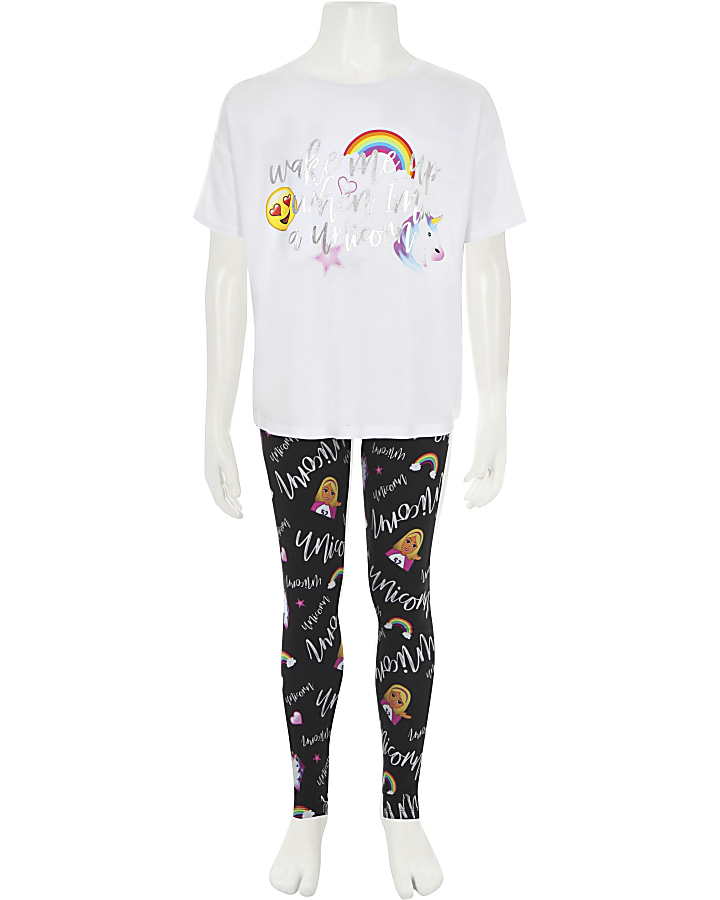 Girls white ‘Wake me up’ unicorn pyjamas