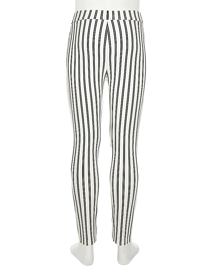 Girls stripe tie waist leggings