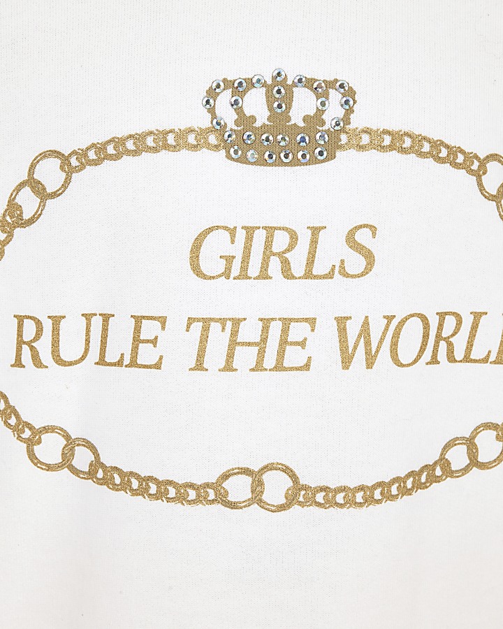 Girls white ‘Girls rule the world’ hoodie