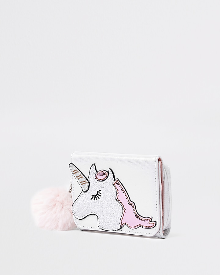 Girls white unicorn print purse