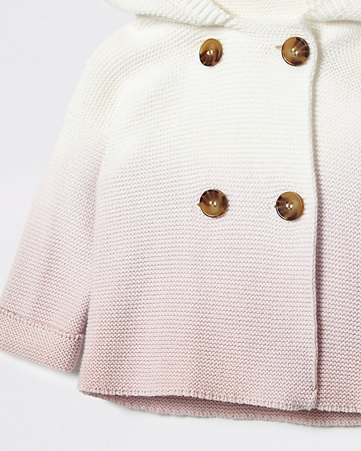 Baby pink ombre hooded knit cardigan