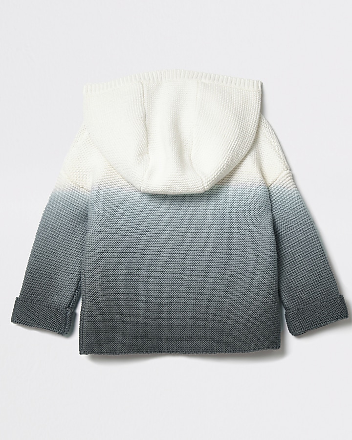 Baby grey ombre hooded knit cardigan