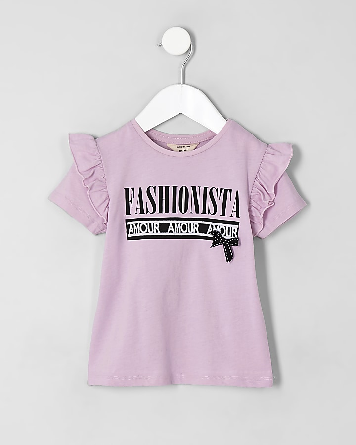 Mini girls purple ‘Fashionista’ T-shirt