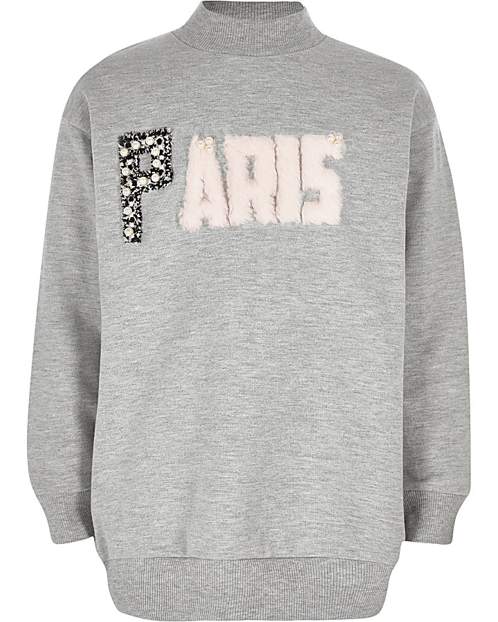Girls grey 'Paris' sweatshirt