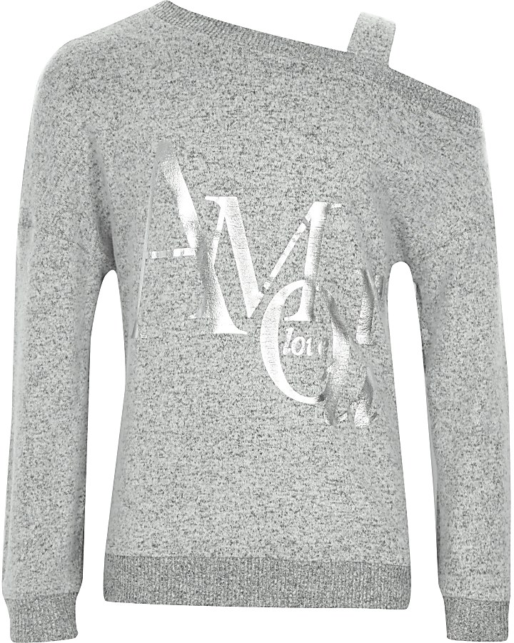 Grey ‘Amour’ one shoulder sweatshirt