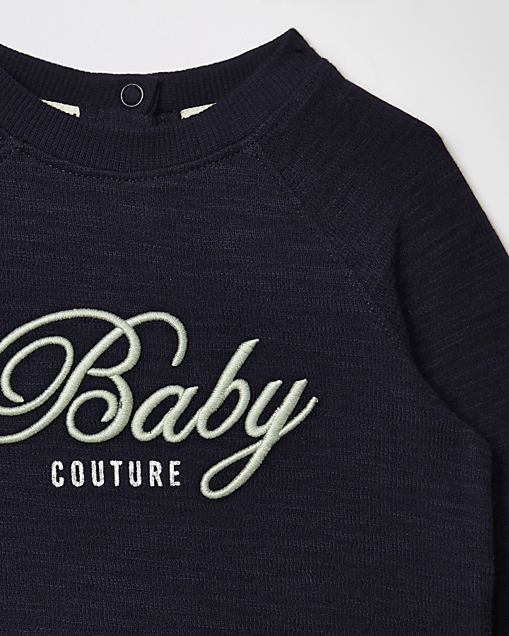 Baby navy ‘Couture’ sweatshirt outfit