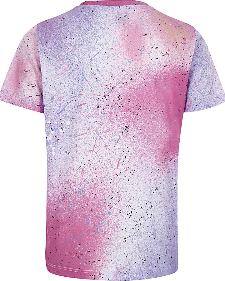 Girls Hype pink spray speckled T-shirt