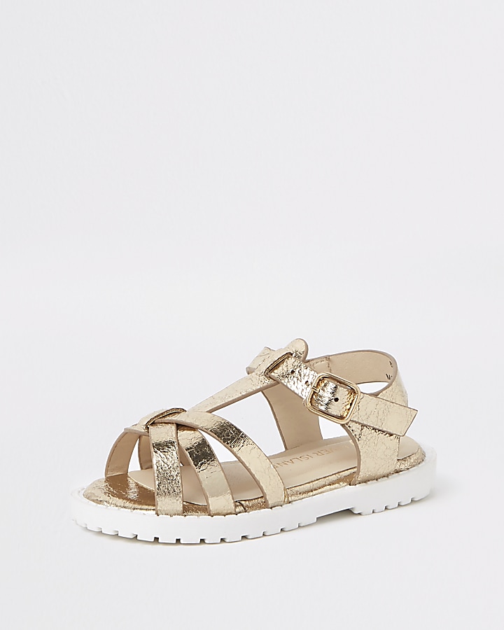 Mini girls gold clumpy sandals