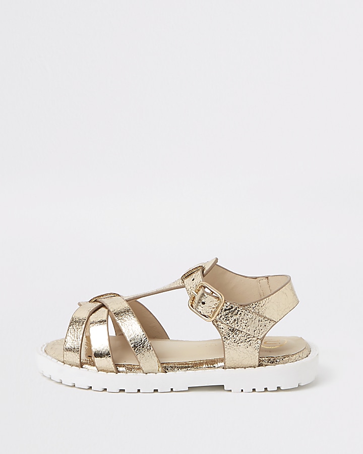 Mini girls gold clumpy sandals