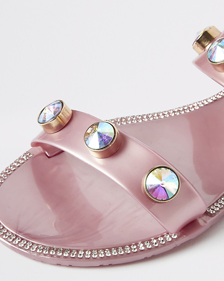 Girls pink jewel jelly sandals