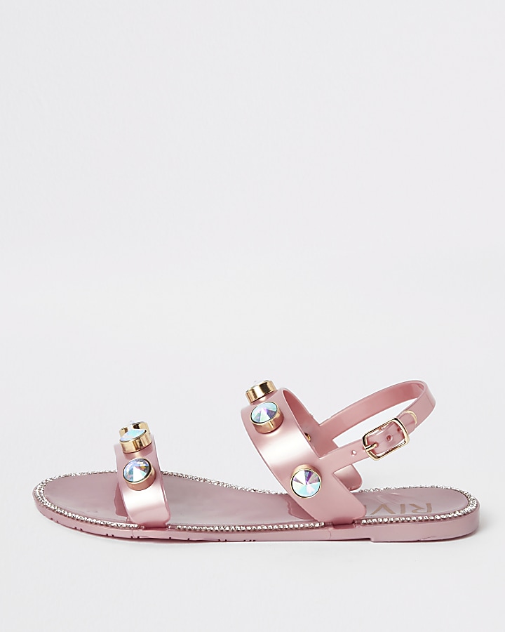 Girls pink jewel jelly sandals
