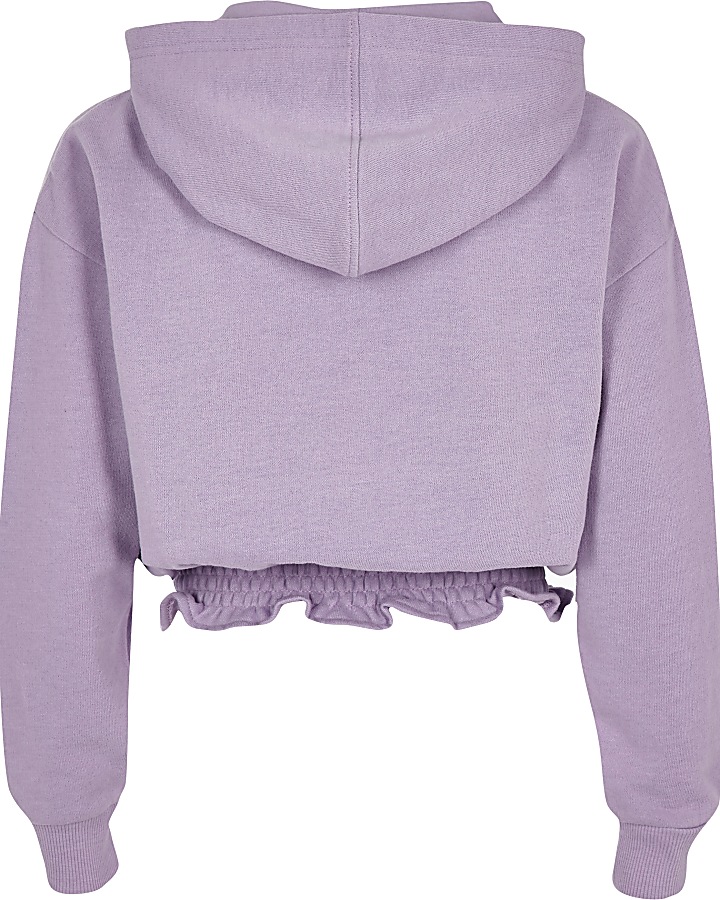 Girls purple 'Girl clique' sequin hoodie