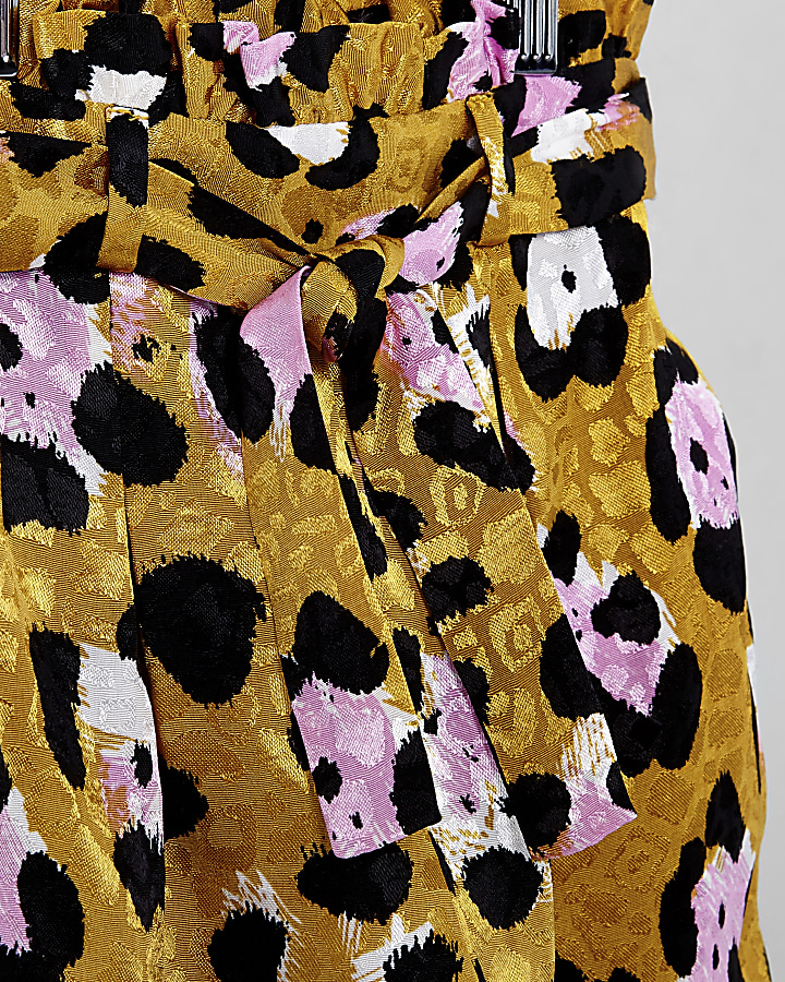 Mini girls brown leopard print trousers