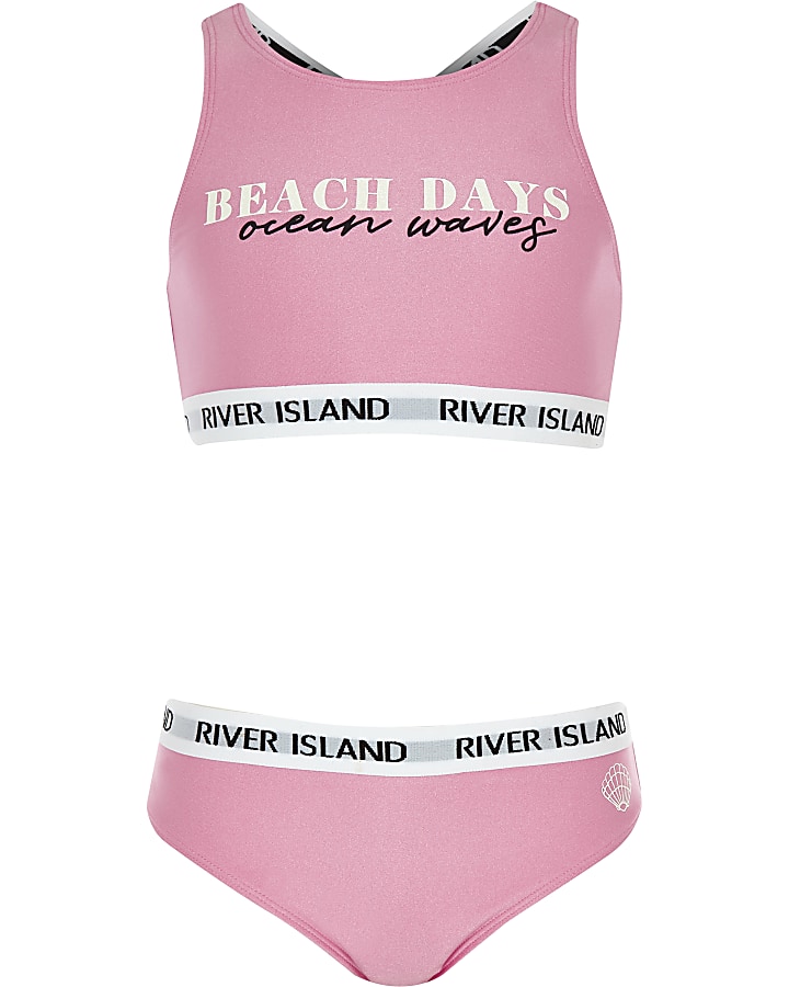 Girls pink ‘beach days’ bikini set